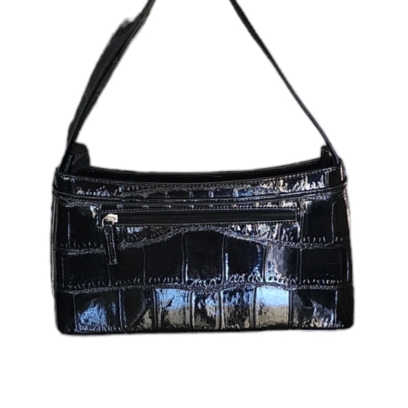 Caide Deor black patent leather croco embossed hand sholder bag. NEW - Picture 2 of 7